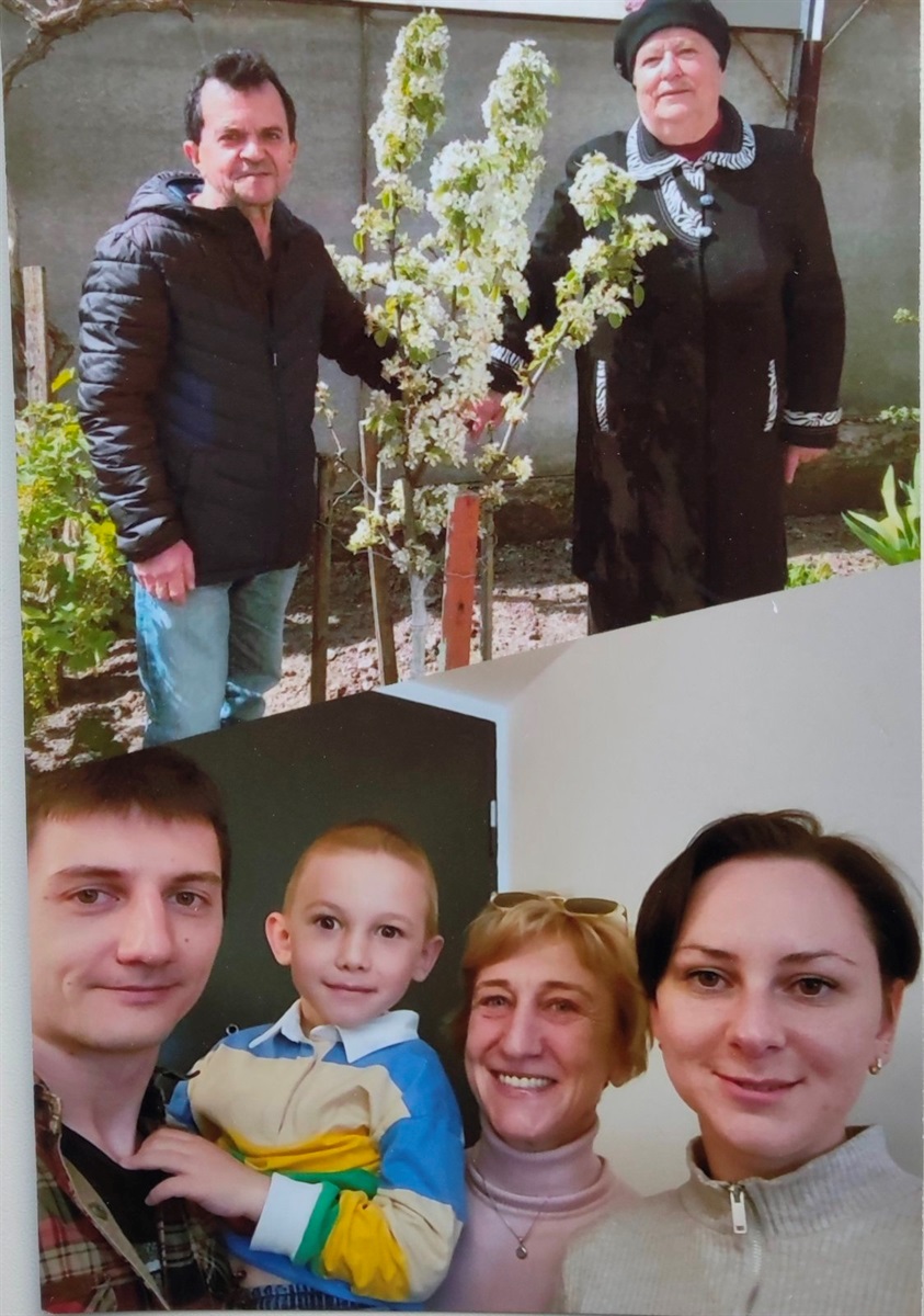 Вгорі - зять з тещею; внизу - онук Максим з сином Кирилом, мамою Світланою та дружиною Катею.